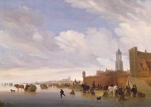 1658年、ユトレヒトの近くの冬景色 作： Salomon van Ruisdael or Ruysdael
